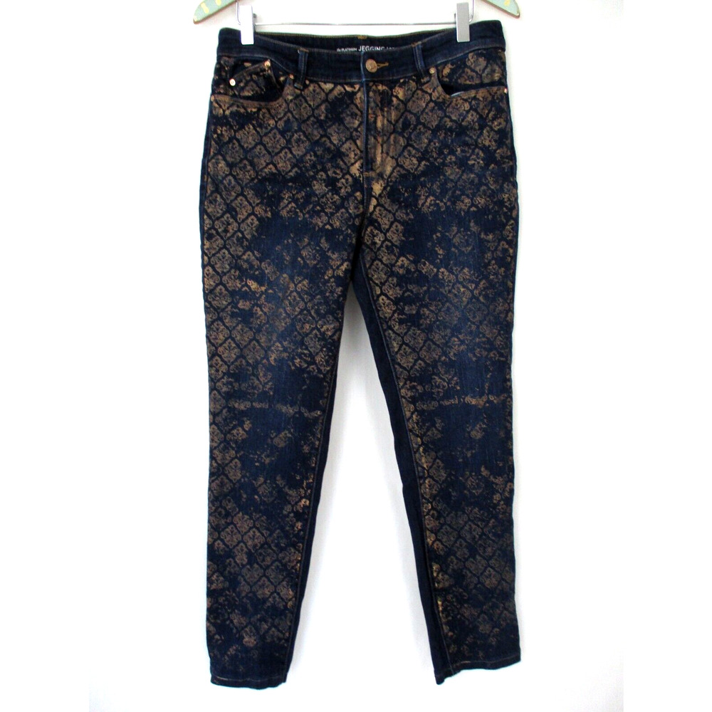 Chicos The Platinum Jegging Jeans Size 0.5 Small 6 Gold Coated Dark Wash‎ 32x27